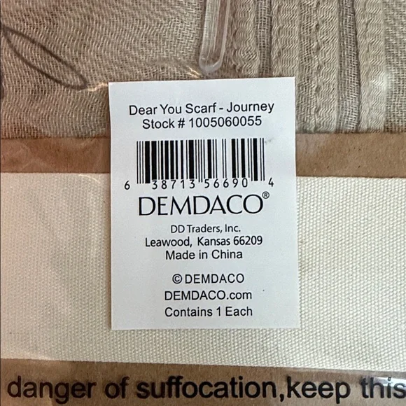 Demdaco Dear You Scarf - Journey Taupe Scarf with Inspirational Script New - Picture 5 of 5